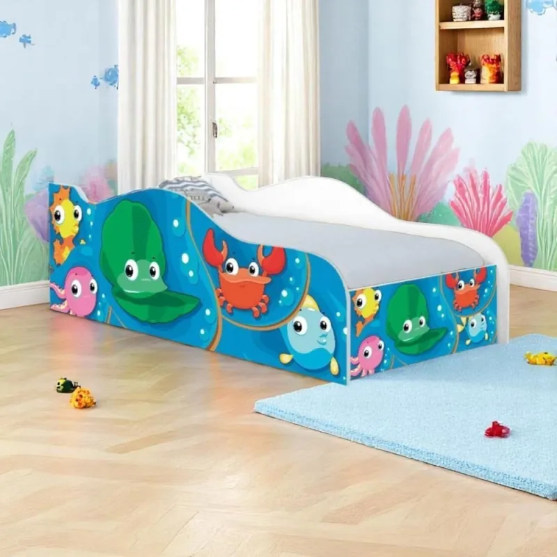 Cama Carro Solteiro Joy Fundo Do Mar Peixes Solteiro Com Colchão - OUTRAS - Colchões