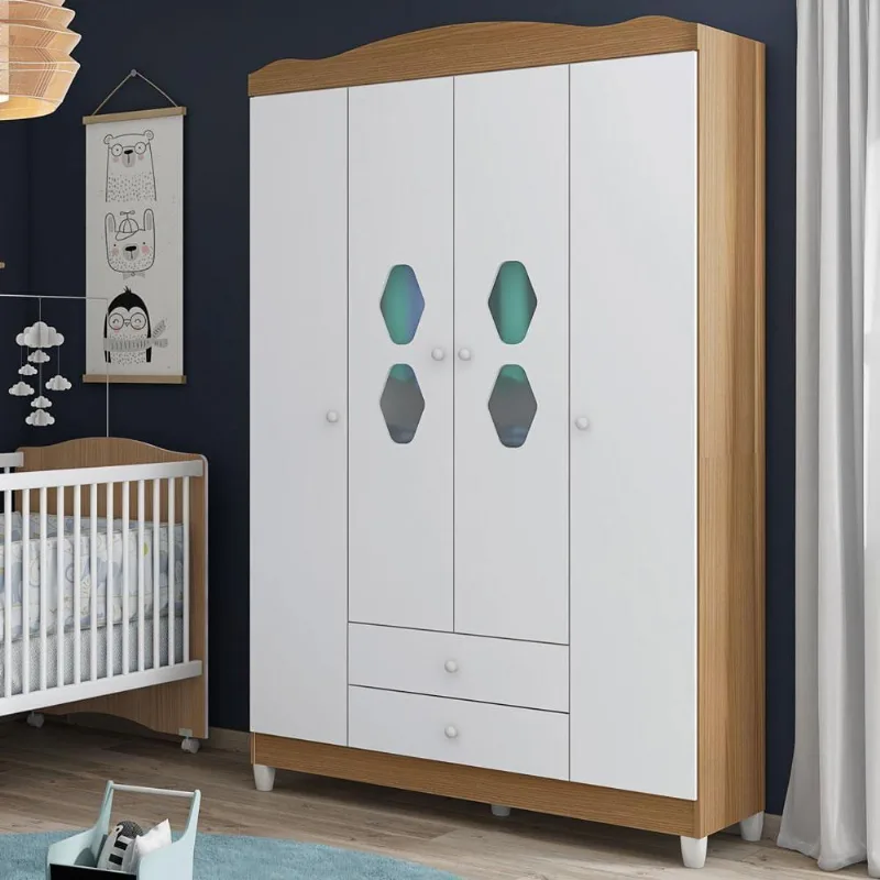Roupeiro Com 4 Portas Gravata New York Branco Almendra