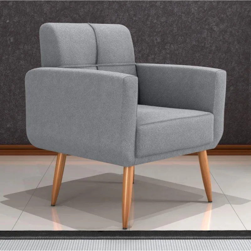Poltrona Decorativa Lages Boucle Cinza Mais de Casa - OUTRAS