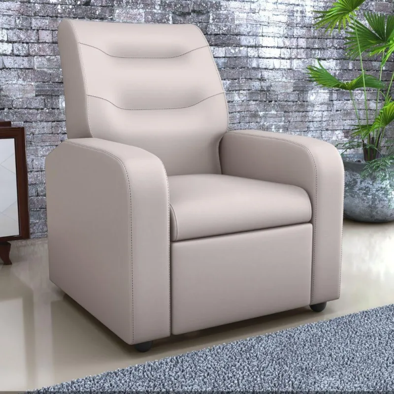 Poltrona Reclinável Decorativa Jersey Corino Bege - OUTRAS - Agro
