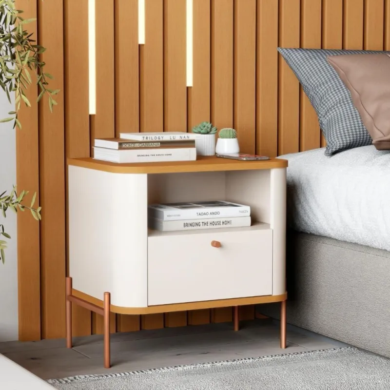Cômoda Pequena Filadelfia Off White Nature Bronze - OUTRAS