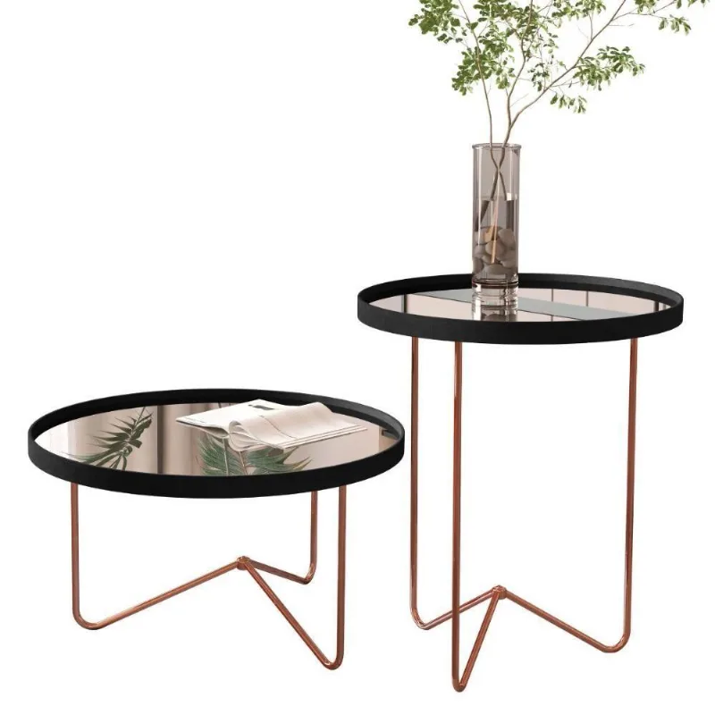 Jogo De Mesas Lechtestein Preto Bronze