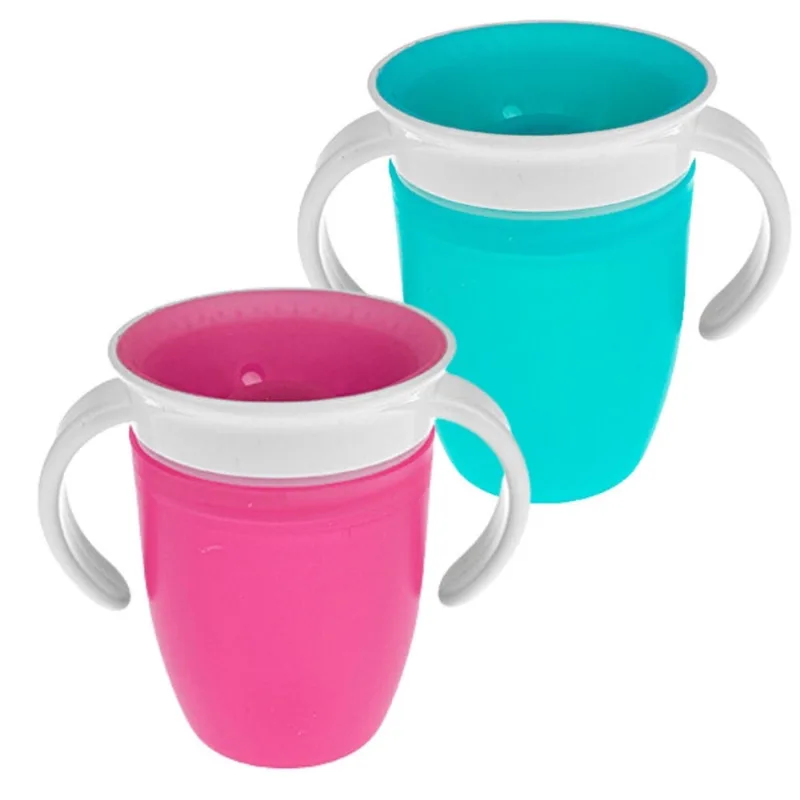 Copo Transição Antivazamento Bebê Infantil Livre De Bpa 360 Sem Bico Rosa Azul Tampa Silicone Alimentar Baby Alimentação