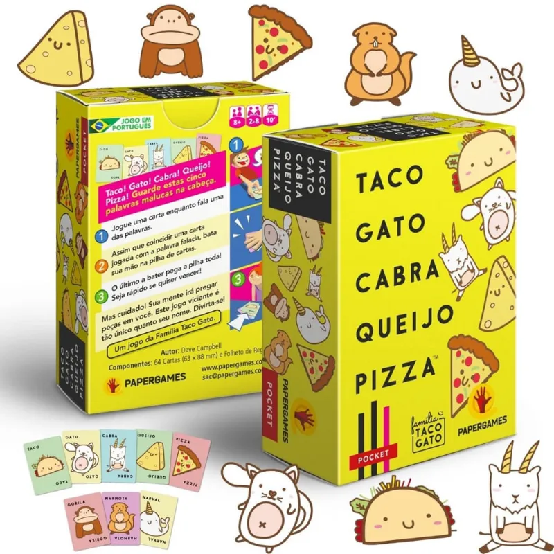 Jogo Cartas Taco Gato Cabra Queijo Pizza Português Pocket Jogos Rapidos Tabuleiro Festa Família Amigos Férias