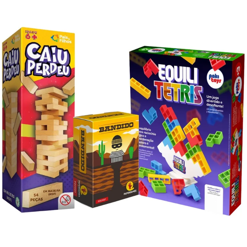 Jogo Mesa Tabuleiro Equili Tetris Caiu Perdeu Bandido Cartas Brinquedo Jogos Presente Cartas Estratégia Familia Diversão Férias