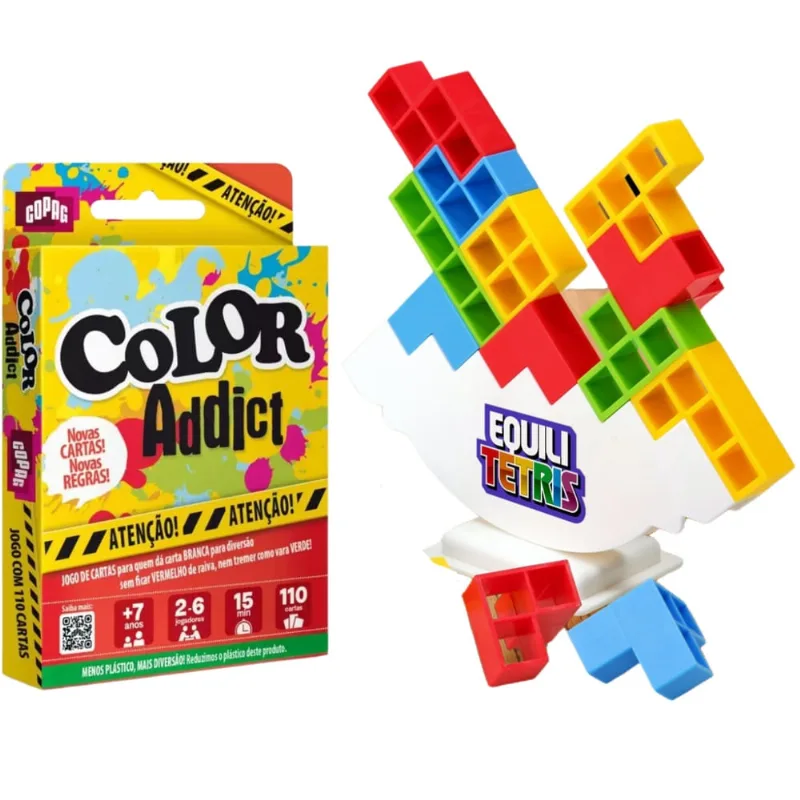 Jogo Cartas Tabuleiro Color Addict Equili Tetris Brinquedo Original Kit Jogos Mesa Família Crianças Estratégia