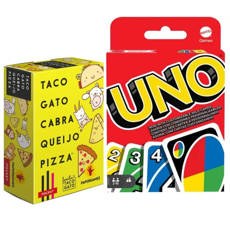Jogo Uno Cartas Taco Gato Tabuleiro Amigos Família Divertido Estratégico Competitivo Portátil Rápido Pocket Original Kit