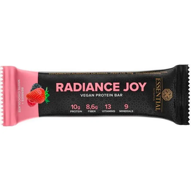Barra de Proteína Vegana Essential Nutrition Radiance Joy Berries + White Chocolate 50g