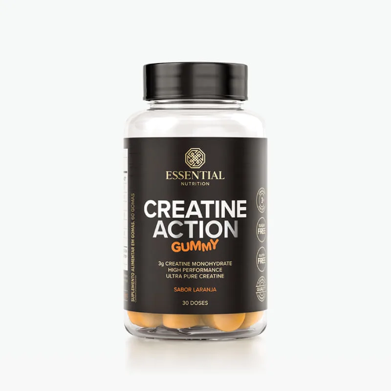 Creatine Action Gummy Laranja Essential Nutrition 60 Gomas - Essential Nutrition