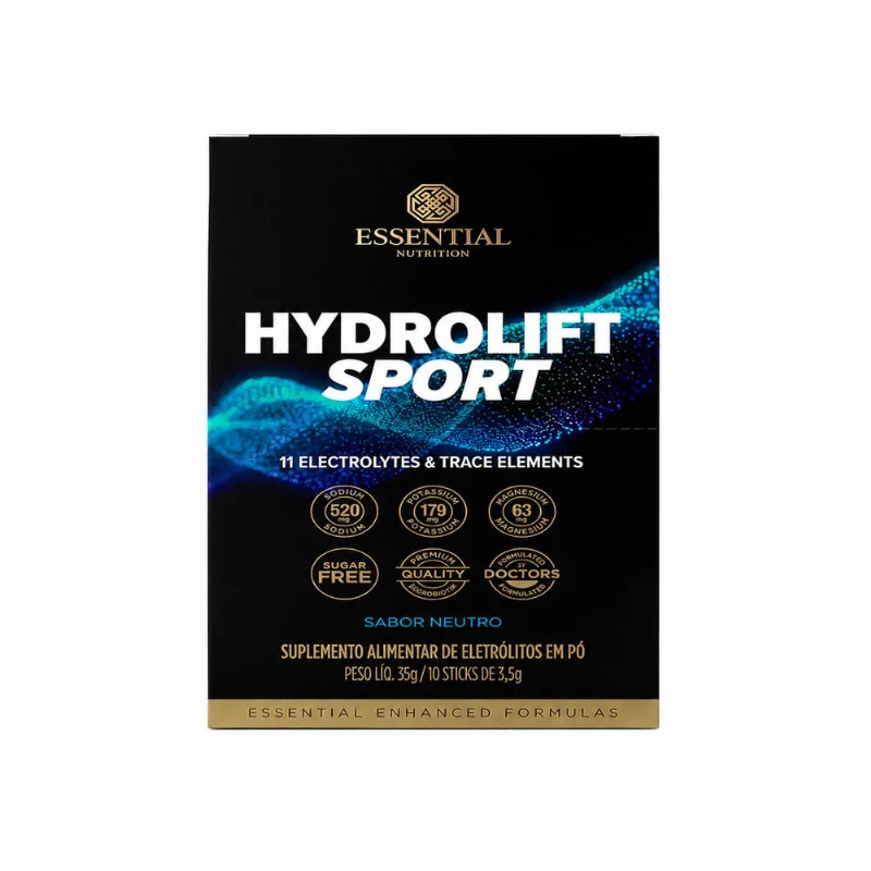 Suplemento Alimentar de Eletrólitos Hydrolift Sport Essential Nutrition sabor Neutro 10 Sticks de 3,5g - Essential Nutrition