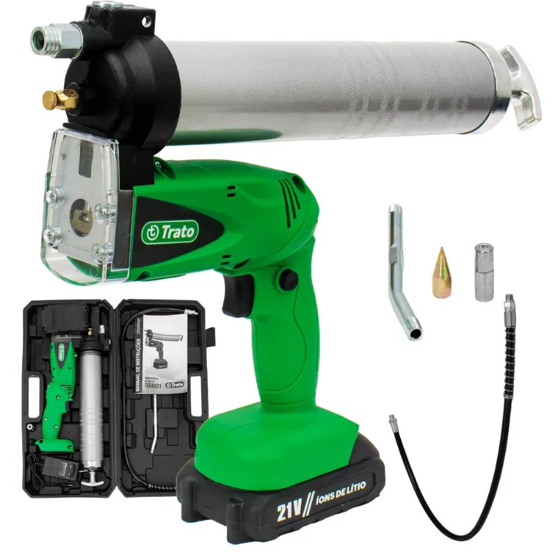 Engraxadeira Pistola De Graxa A Bateria 21v 9000 Psi Tgrax21 Trato