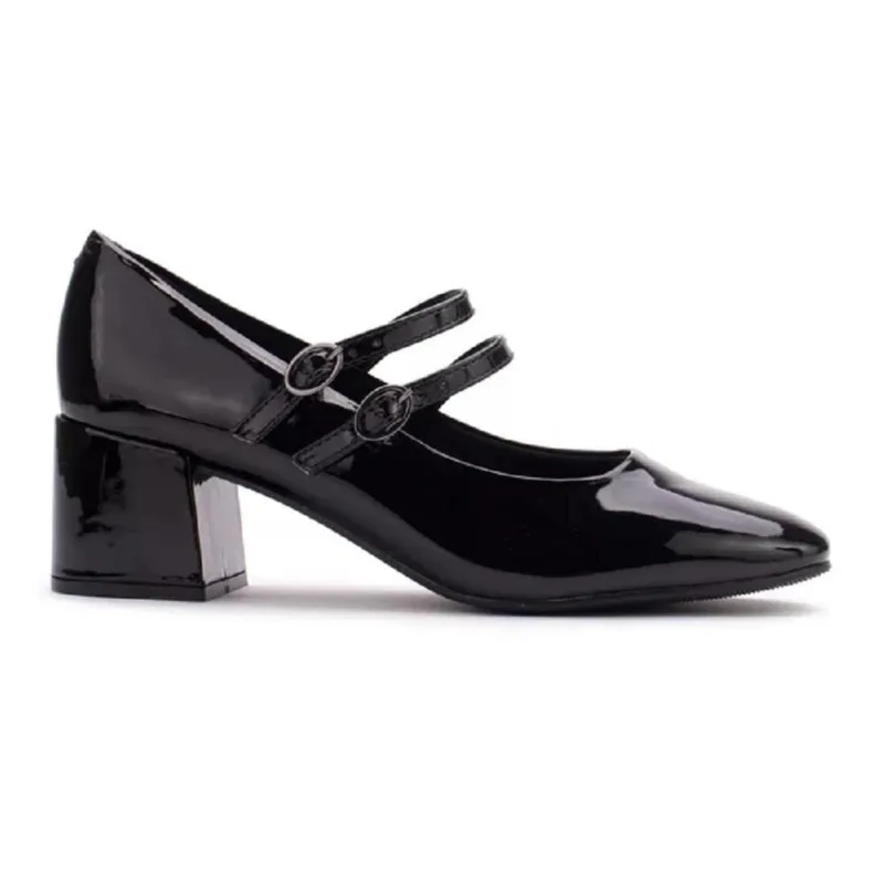 Sapato Boneca Offline Salto Bloco Verniz 5699.23624 preto