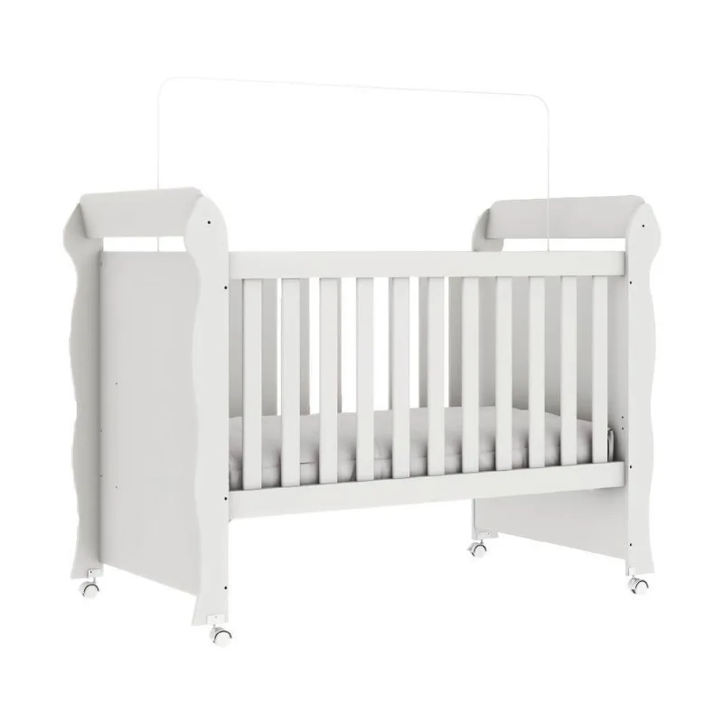 Berço Americano Carolina Baby Mimo Mini Cama 2 Em 1 Com Rodízios Para Quarto Bebê Branco Branco