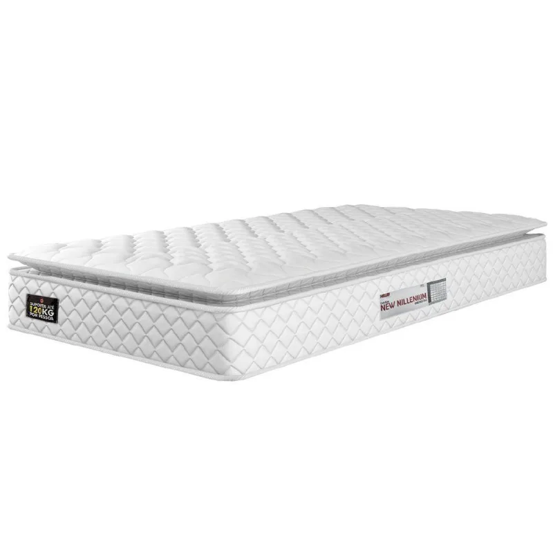 Colchão Solteiro Espuma D33 Pillow Top New Millenium 88x188x19cm Branco Hellen - Suporta Até 120 Kg Por Pessoa Branco