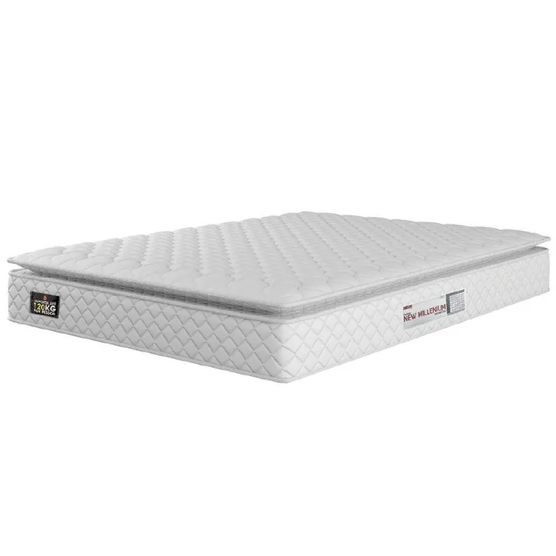 Colchão Casal Queen Espuma D33 Pillow Top New Millenium 158x198x19cm Branco Hellen-suporta Até 120kg Por Pessoa Branco