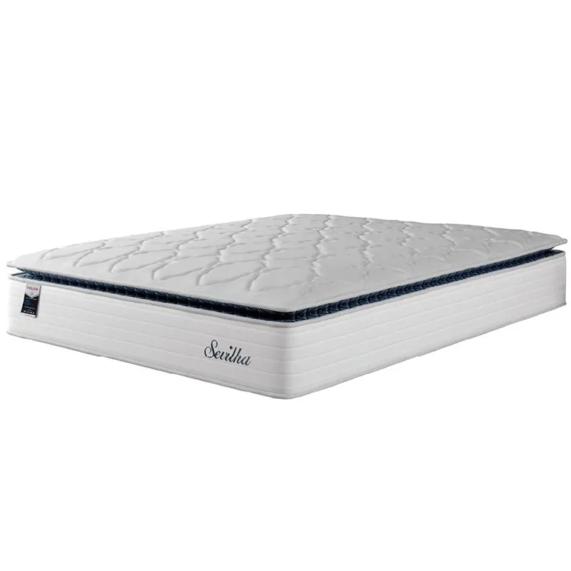 Colchão Casal King Molas Ensacadas D28 Pillow Top Americano 193x203x33CM Branco-cinza Hellen - Hellen Estofados e Colchões