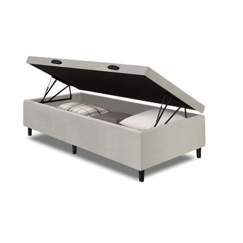 Cama Box Com Baú Solteiro 0,88m com 41cm de Altura Prince Branco - Não Disponível