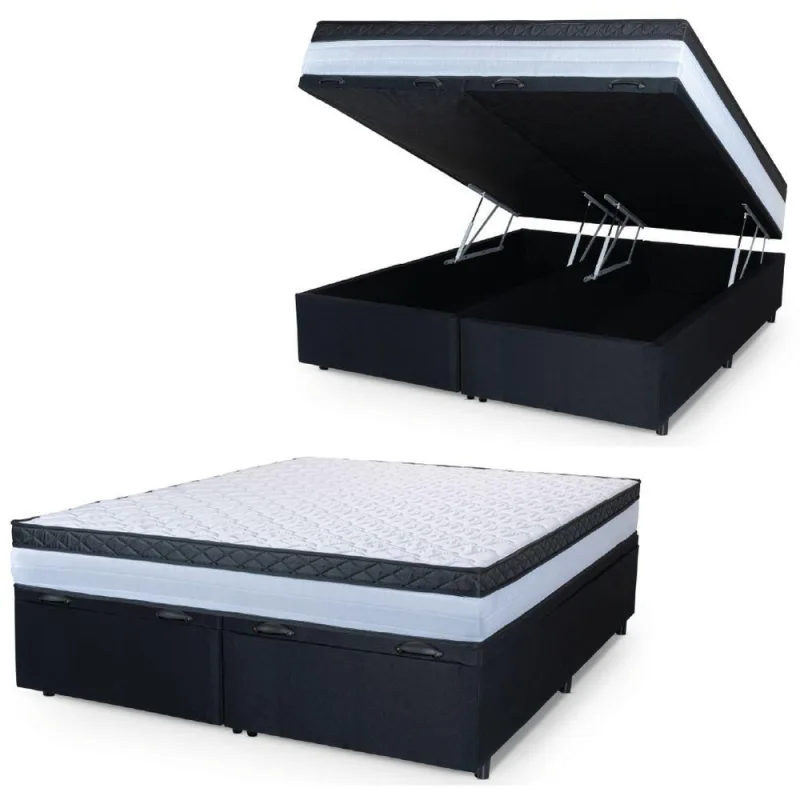 Cama Box Baú Casal Queen Colchão Com Molas Ensacadas. - Hellen Estofados e Colchões - Móveis