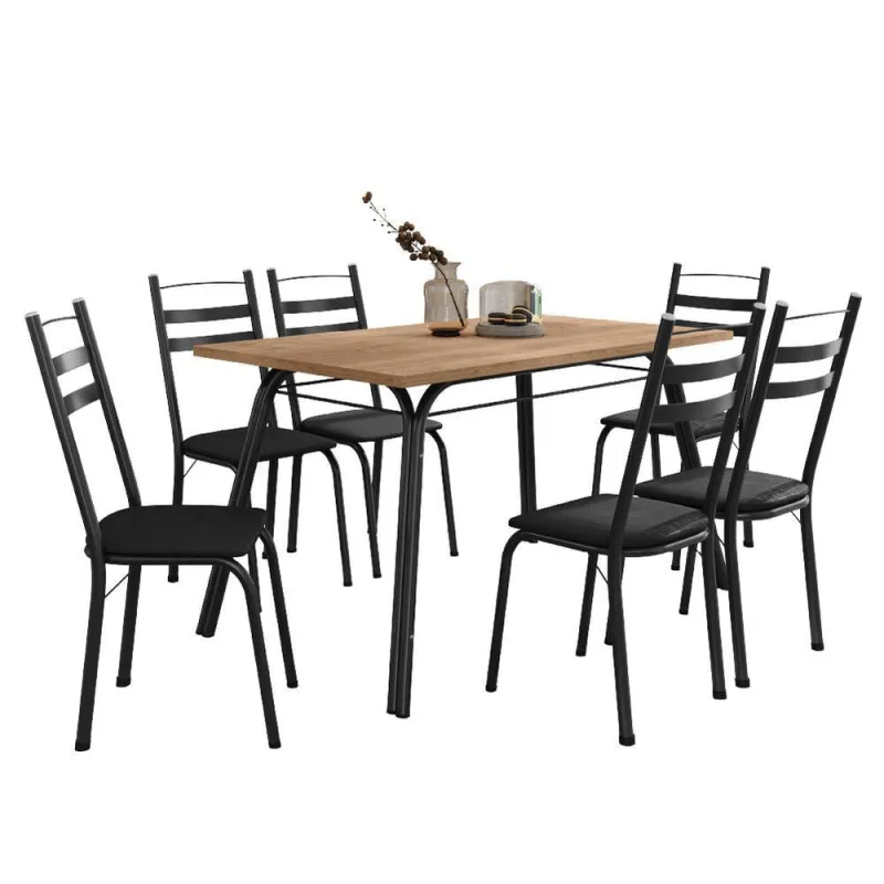 Conjunto De Mesa Sala De Jantar Com 6 Cadeiras - Artefamol