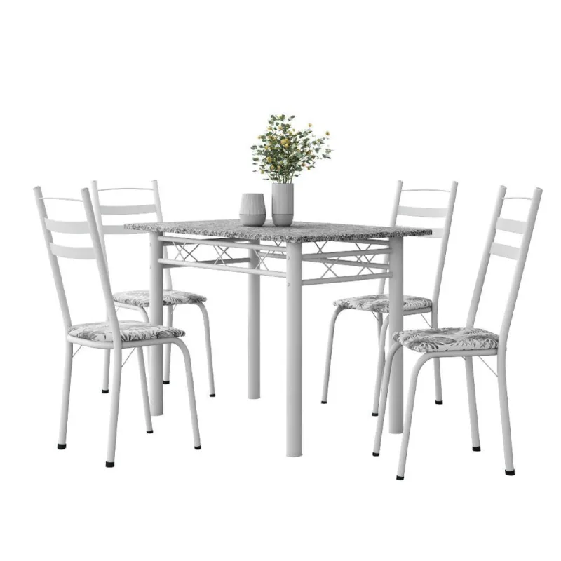 Conjunto De Mesa Sala De Jantar Com 4 Cadeiras Leia - Artefamol