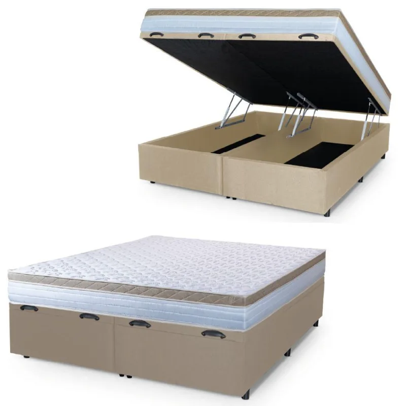 Cama Box Baú Casal Queen Colchão Com Molas Ensacada - Hellen Estofados e Colchões