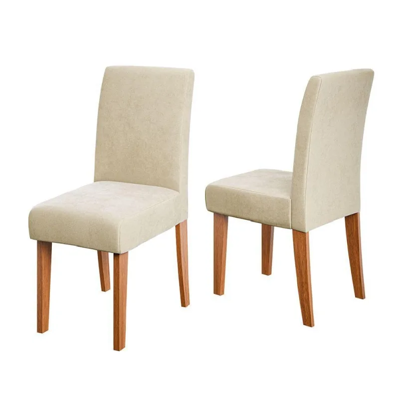 Conjunto 2 Cadeiras Estofada Sala De Jantar Trieste Dobuê Madeirado / Bege - Dobuê Movelaria - Móveis