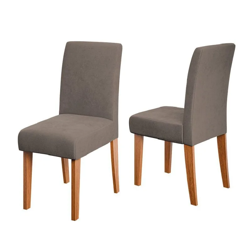 Conjunto 2 Cadeiras Estofada Sala De Jantar Trieste Dobuê Madeirado/mascavo - Dobuê Movelaria - Móveis