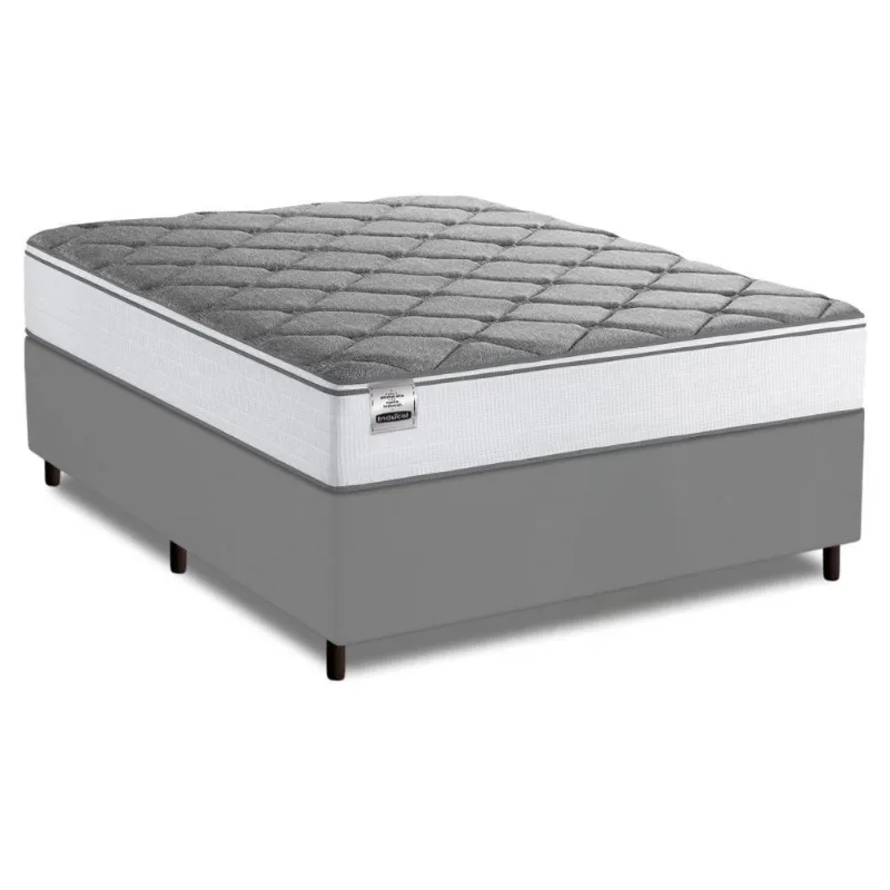 Cama Box King Real Max Force Softgel 193x203x65cm - Suporta Até 200 Kg Por Pessoa Branco / Cinza
