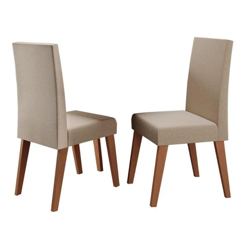 Conjunto Sala De Jantar Com 2 Cadeiras Estofadas Linho Milano Madeirado / Bege - Viero Móveis