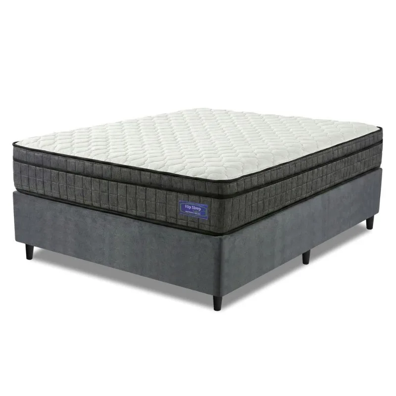 Cama Box Desmontável Colchão Queen Ortopédico D33 Euro Pillow Ultra 158x198x63cm Cinza