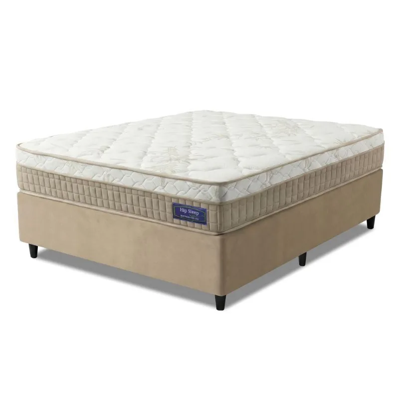 Cama Box Colchão Casal Molas Ensacadas Euro In Natural Confort 138x188x63cm Apolo Bege