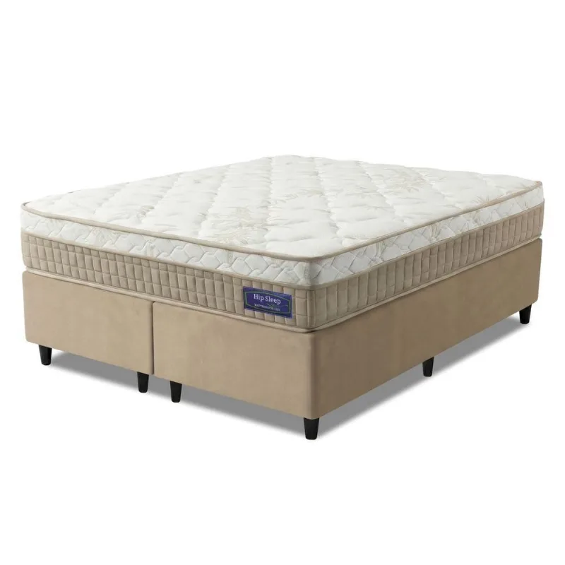 Cama Box Colchão King Molas Ensacadas Euro In Natural Confort 193x203x63cm Apolo Bege
