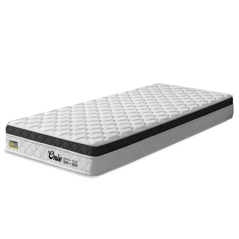 Colchão Solteiro Espuma Ortopédica D33 Euro Pillow 88x188x20CM Branco Preto Hellen Estofados