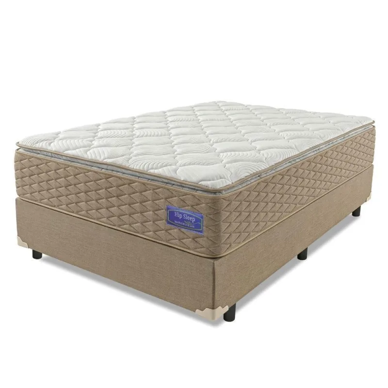 Cama Box Casal Magnus Superlastic Pillow Top Molas Ensacadas Suede Bege Apolo Spuma 138CM - Apolo Spuma - Colchões