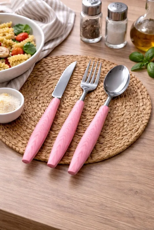 Conjunto talheres 12 peças de inox /Rosa - FRATELLI