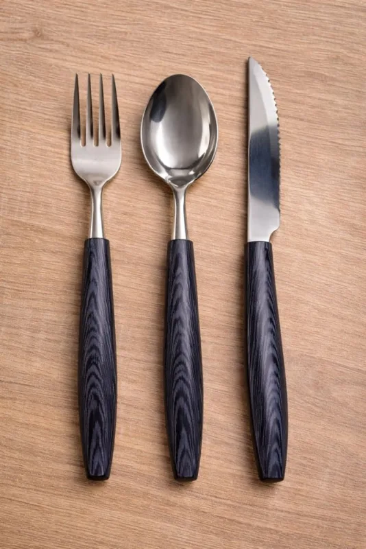 Conjunto talheres 12 peças de inox / Preta - FRATELLI