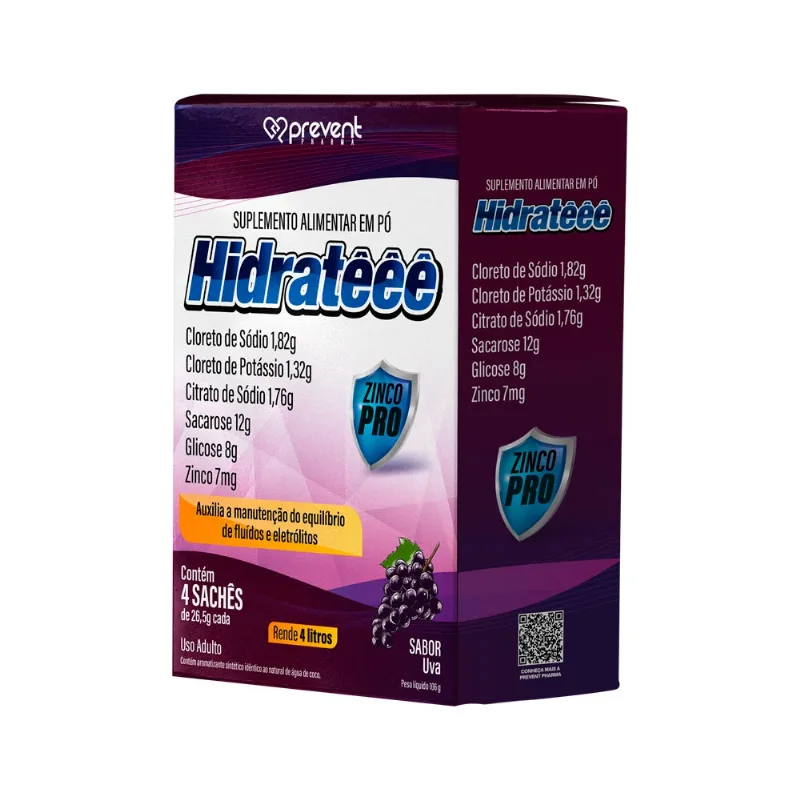 Hidrateee Com 4x26,5g Saches Uva