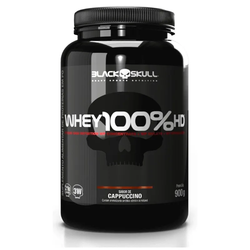 Whey 100% HD Black Skull Sabor Cappuccino 900g - Black Skull