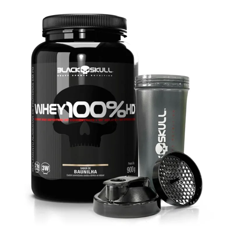 Combo Whey Protein + Coqueteleira Black Skull Blend Baunilha 900G 25 Doses - Black skull