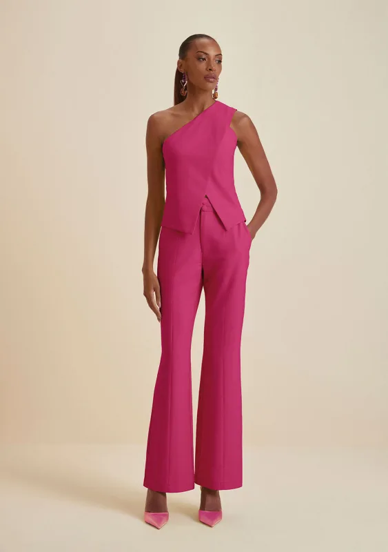 Calça Morena Rosa Boot Cut Cós Alfaiataria Bolso Faca Pink - Morena Rosa - Outlet