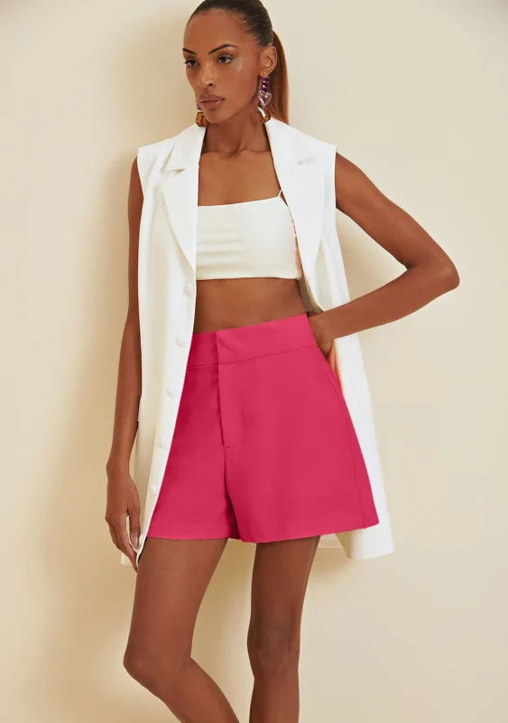 Shorts Morena Rosa Alfaiataria Bolso Faca Pink - Morena Rosa - Outlet