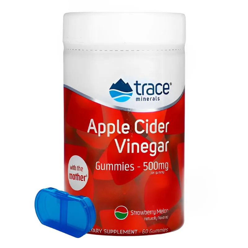 Trace Minerals Gomas Vinagre Maçã Cidra 60Gum Porta Cápsulas