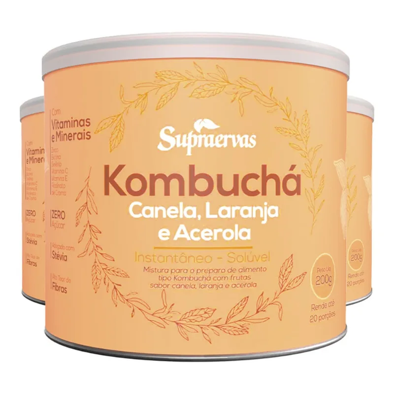 Kombuchá 200g Supra Ervas com Canela Laranja e Acerola 3un