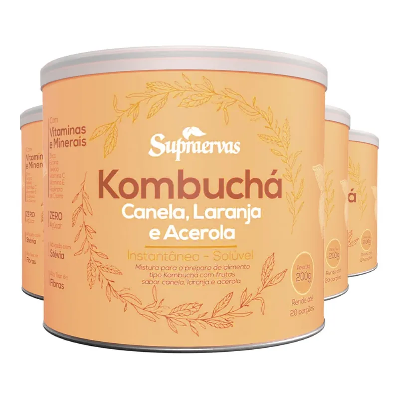 Kombuchá 200g Supra Ervas com Canela Laranja e Acerola 4un