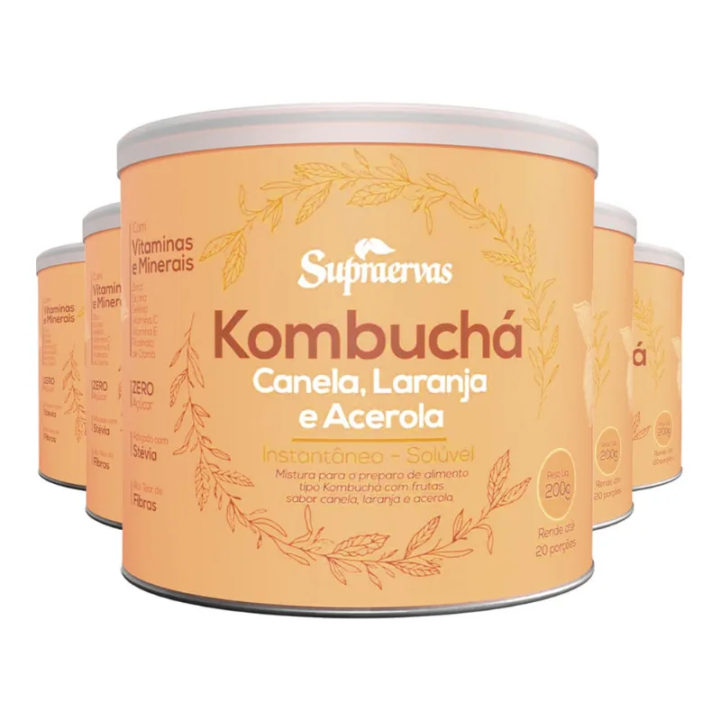 Kombuchá 200g Supra Ervas com Canela Laranja e Acerola 5un