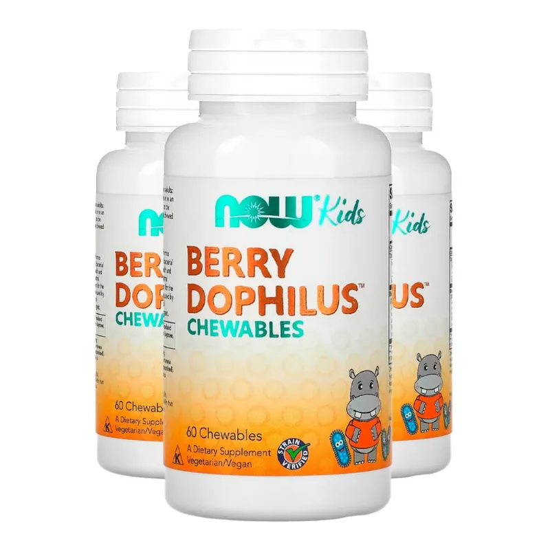 BerryDophilus Infantil Now Foods 60 Chewable Importado 3un