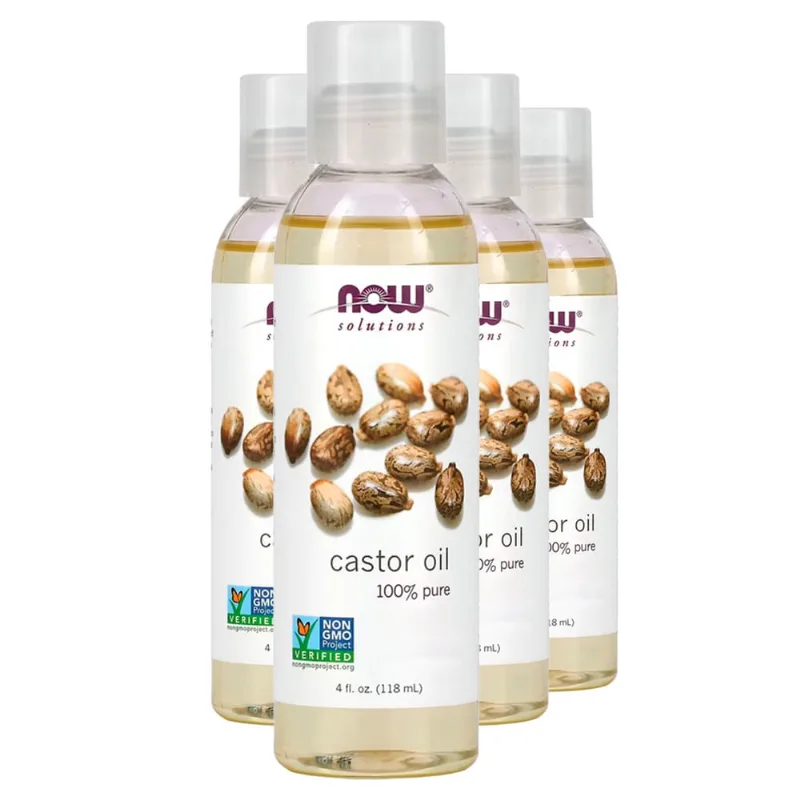 Óleo de Castor 118ml Now Foods Óleo de Rícino Importado 4un