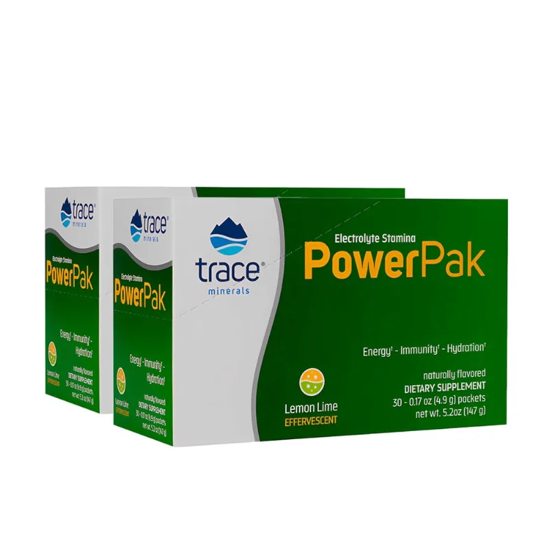 Trace Minerals Eletrólito PowerPak 30pcs Limão Importado 2un