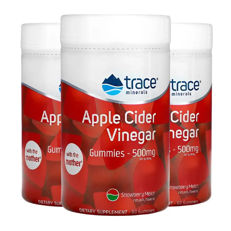 Trace Minerals Gomas Vinagre Maçã Cidra 60Gum Importado 3un