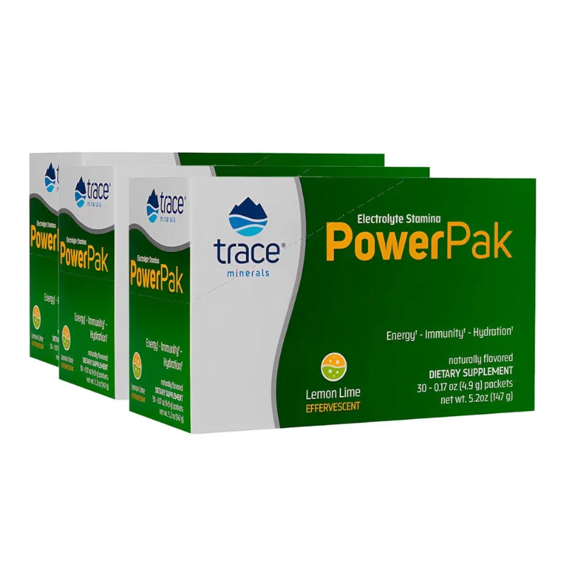 Trace Minerals Eletrólito PowerPak 30pcs Limão Importado 4un